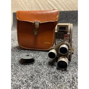 VTG Keystone K-26 8mm Movie Camera Triple Turret Lens w/Case and Spool Untested